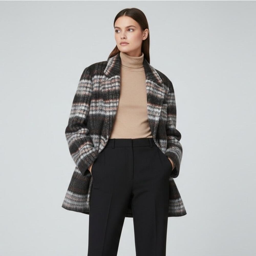 Maeve Anthropologie Plaid Blazer Coat Womens XLP Oversized Shacket Brushed Brown